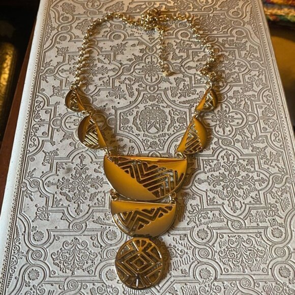 Abstract design Gold necklace & bracelet Set & 2 pairs earrings statement 80 90 - Picture 2 of 16